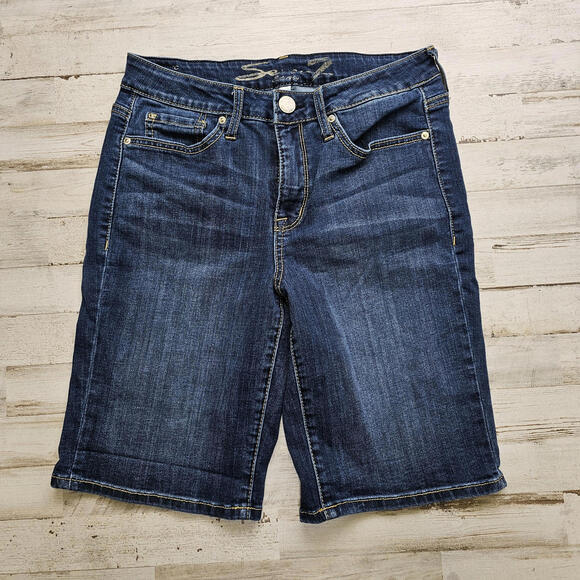 Seven 7 For All Mankind Denim Bermuda Jean Shorts Womens Size 8 - Picture 1 of 5